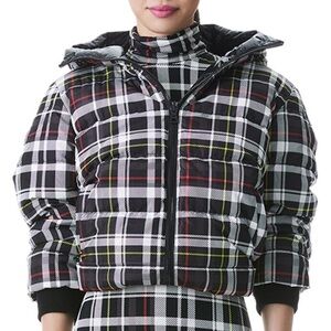 Alice + Olivia Reversible Plaid Puffer Jacket Size Small